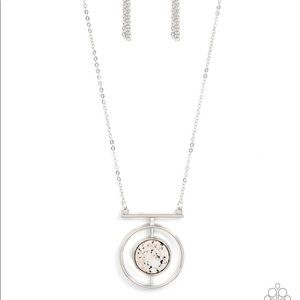 Silver necklace with rhinestone